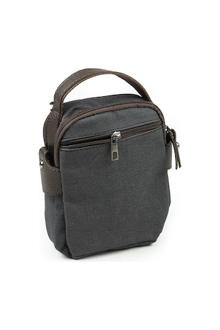 Kanvas Deri Detay Erkek Günlük El Omuz Askılı Çanta Gri A101 Gri