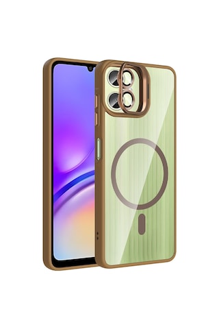 Zore Galaxy Uyumlu A06 Kılıf Standlı Ve Kamera Lens Hediyeli M-safe Şarj Özellikli Ogaa Etro Kapak - Desert Tita Desert Titanyum