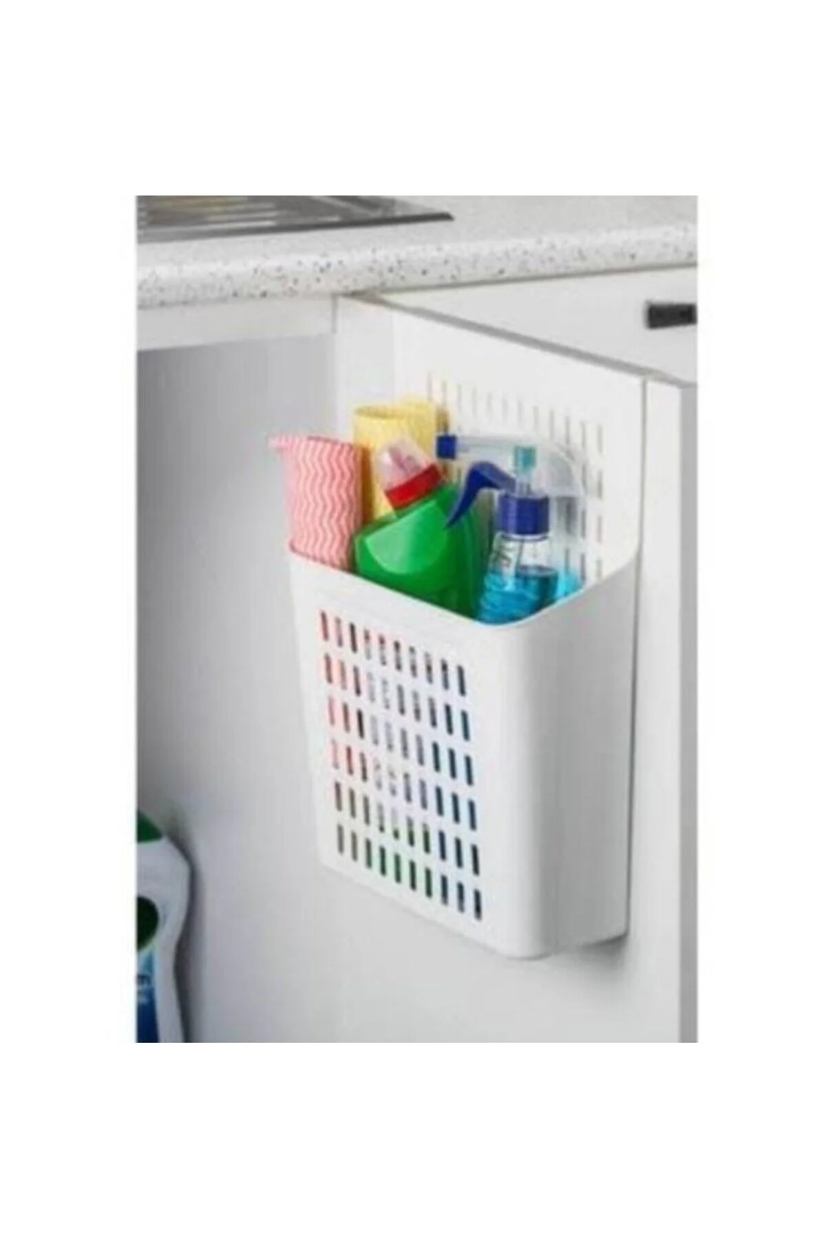 Beyaz Plastik Dolap İçi Organizer Çok Amaçlı Düzenleyici Kutu Açık Beyaz