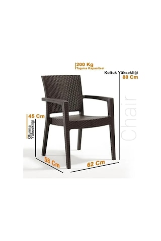 Sermer Pazarlama 6 Lı Set Troya Rattan Koltuk Kahverengi
