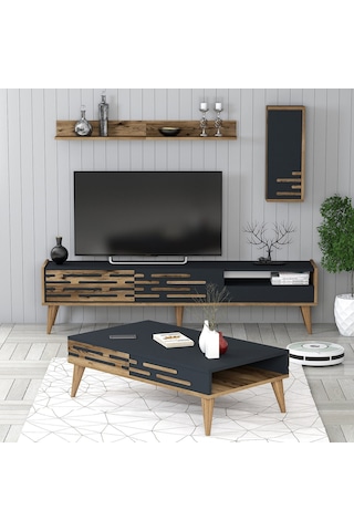 Variant Valensiya Tv Ünitesi Ve Orta Sehpa Takımı - Ceviz / Antrasit