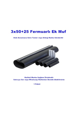 Tamer - Erbağ 3x50+25 Kablo İçin Fermuarlı Isı Büzüşmeli Ek Muf 1kw