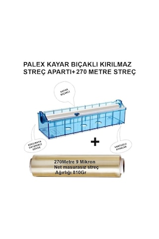 Palex Streç Aparatı Kırılmaz Vantuzlu Kayar Bıçaklı Streç Film 30 CM x 270 M