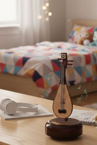 Saz Tasarımlı Müzik Kutusu Dekoratif Müzik Kutusu Nostaljik Hediye Şirin Müzik Kutusu