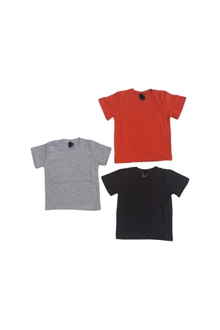 Özdemirli Bebe Basic Düz Bisiklet Yaka Kısa Kollu Likralı Badi Sweat T-shirt 3 Lü Paket Gri-kırmızı-siyah Gri-kırmızı-siyah