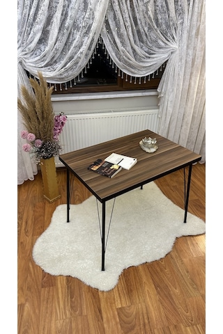 Modern Style Home Metal Ayaklı Masa Mutfak Masası Çalışma Masası Bilgisayar Masası Kahverengi Modernk018