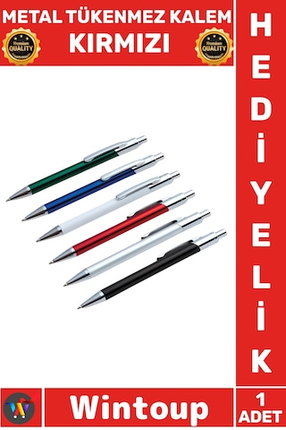 Kalem Lüks Şık Ofis Hediyelik Ergonomik Dayanıklı Paslanmaz Tasarım Metal Tükenmez Kalem Kırmızı Çok Renkli