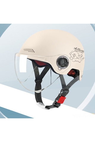 Lemestar Kask Elektrikli Bisiklet Motosiklet Yarı Kask, 4 Mevsim Kullanıma Uygun, 3c Onaylı, Güvenlik Kaskı L019 Açık Pembe Koşan Köpek Desenli