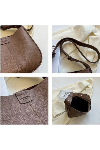 Luminousou Pu Omuz Moda Malzeme Kapasiteli Kahverengi Kadın Çapraz Çantası Çantalı Büyük - İe Kahverengi