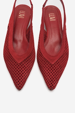 Luvishoes Lıeve Kırmızı Süet Hakiki Deri Kadın Alçak Topuklu Ayakkabı