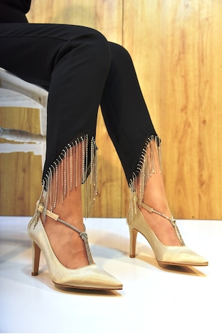 Prego Park Moda Taş Biye Detaylı Topuklu Kadın Ayakkabı Nut D8995 N Nut