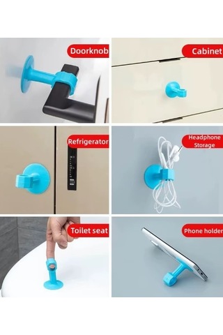 Vantuzlu Geçmeli Kapı Kolu Stoper 4lü Set Beyaz