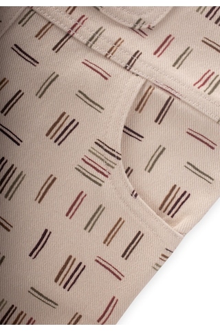 Cigit Desenli Gabardin Salopet 2-7 Yaş Ekru Çizgili Ekru