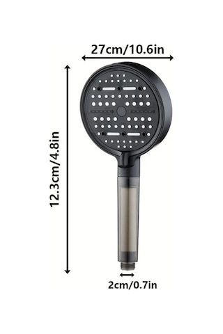 6 Fonksiyonlu Filtreli Duş Başlığı Su Tasarruflu Basınçlı Kireç Klor Önleyici Siyah