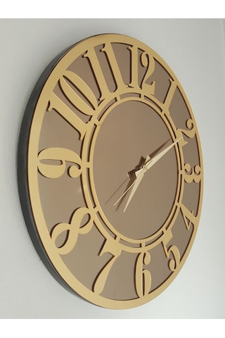 Ayna Denizi Golden Latin Bronze Model Altın Bronz Renk 50 CM Dekoratif Aynalı Duvar Saati Altın