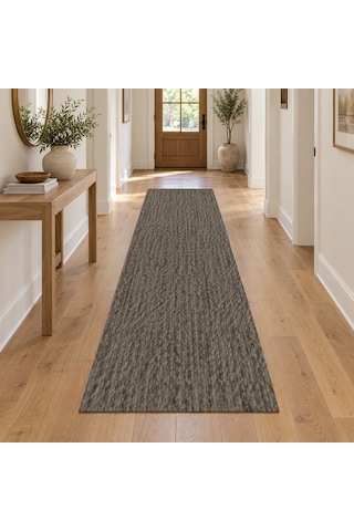 Kartela Halı Doğal Sisal Antrasit Koridor Mutfak Yolluk Halısı Kaymaz Taban Yıkanabilir 100x300 Cm