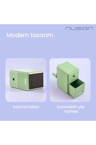 Nusıgn Döner Kalemtıraş 6.9-8mm Grafit Kalem Uyumlu Yeşil Kalemtıraş