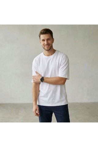 Erkek Basic Oversize Tişört Beyaz