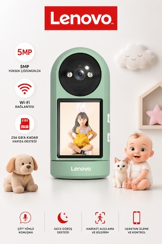 Lenovo 5mp Ekranlı Görüntülü Konuşulabilen Bebek Kamerası Evcil Hayvan Ve Yaşlı Bakım Güvenlik Kamerası