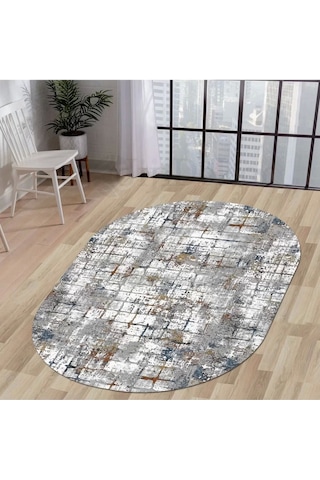 Ky7005 Multi Saçaksız Dijital Oval Halı Kaymaz Yıkanabilir Mutfak Antre Salon Halısı