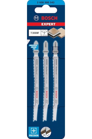 Professional 3x Expert Hardwood 2-side Clean' T 308 Bf Dekupaj Testere Bıçakları Plastik Kaplı Levhalar, Multipl