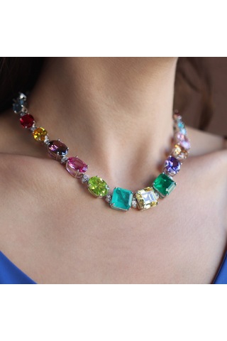 Swarovski Cubic Taşlı Gümüş Gerdanlık