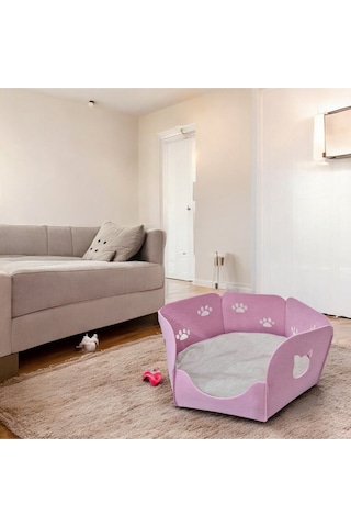 Kedi Yatağı Yuvası Evi Minderli Taşınabilir 3 Mm Keçe Altıgen Tasarım Yuva+minder Pembe