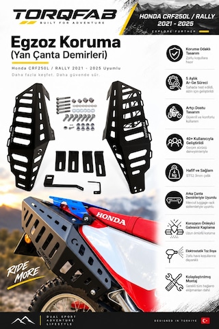 Honda Crf250l / Crf250 Rally 2021 2026 Uyumlu Yan Çanta Demiri Egzoz Koruma