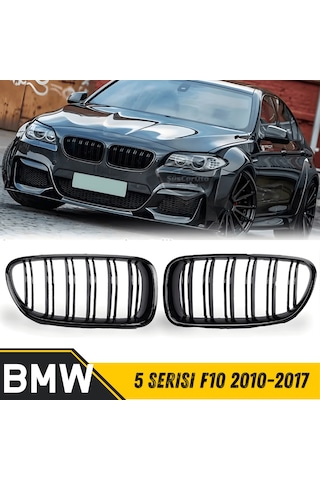 Bmw 5 Serisi F10 2010-2017 Uyumlu Ön Panjur Böbrek M5 Görünüm Izgara Çift Çizgi İthal Piano Black 1.sınıf Sağ Sol Takım