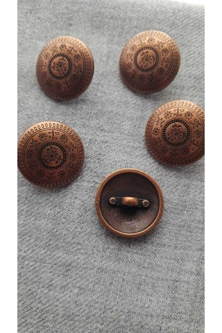 Antık Bakır Metal Düğme 20 Mm 5 Adet