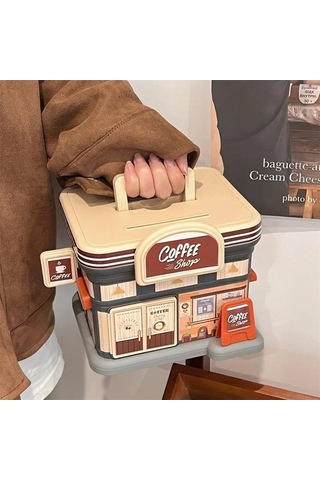 Maoyaya Yaratıcı Mağaza Şekilli Plastik Para Kutusu, Tuş Kilidi, Çok Renkli Çok Renkli