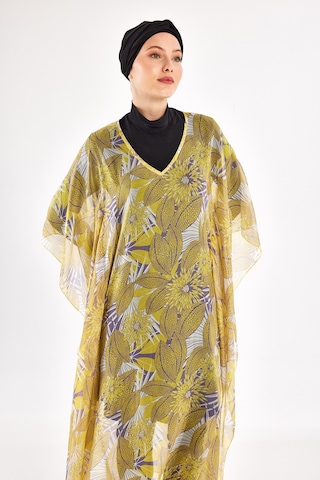 Adasea Uv Korumalı Mayo Üzerine Tek Pareo Kaftan 1705 Sarı Sarı
