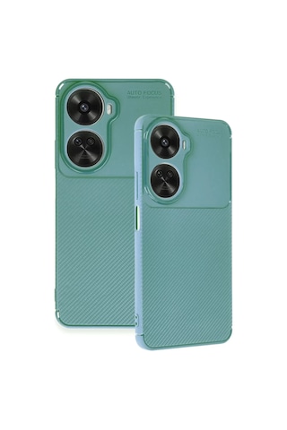 Newface Huawei Nova 12 Se Kılıf Auto Focus Karbon Kapak - Koyu Yeşil Resimdeki