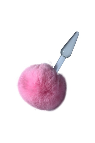 Erofoni Ponpon Tüylü Peluş Kuyruklu 12 Cm Komple Kalın Cam Yapı Anal Gevşetici Alıştırıcı Plug