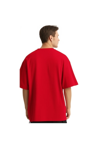 Nevermind Baskılı Oversize Tişört Erkek Streetwear T-shirt Kırmızı