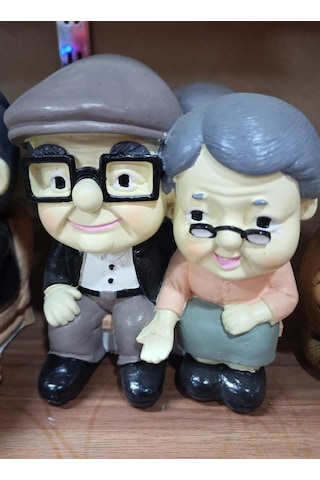 Bankta Oturan Dede Ve Nine 2 Li Biblo Büyük Boy 01