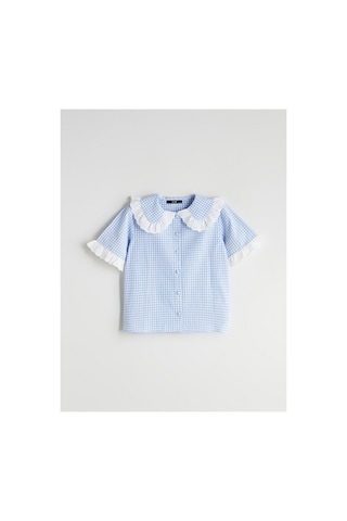 LC Waikiki Alıta Cıty Farkıyla Lcw Kids Mavi Ekose Loose & Bol Kız Çocuk Gömlek Mavi - 930172549 Mavi