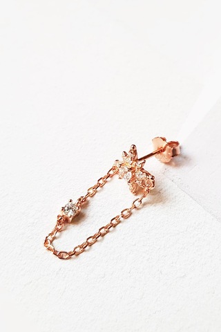 MorMajor Silver Tekli Ithal Mini Yıldızlı Zincir Taşlı Gümüş Küpe-5576