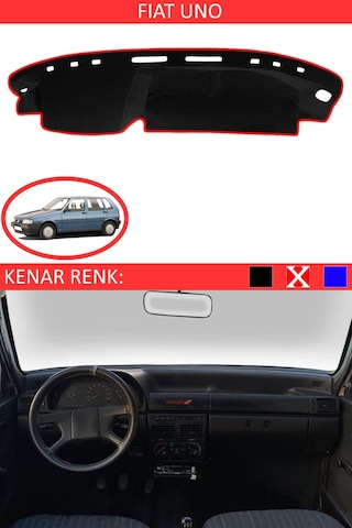 Guerrıno Torpido Koruma Halısı Siyah Kenar Renk Kırmızı Fiat Uno İle Uyumlu