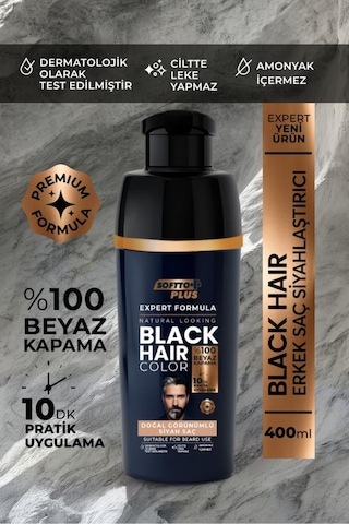 Softto Plus Expert Men Black Hair Color Siyah 10 Dakikada Etkili Geliştirilmiş Formül Doğal Görünüm