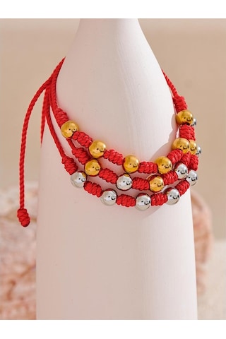 Çok Renkli Eetit Unisex 7 Knot Şanslı El Yapımı Dokuma Takı Hediye Moda Paslanmaz Çelik Boncuk Kırmızı Halat Örgülü Kader Dilek Bilezik Bileklik Çok Renkli