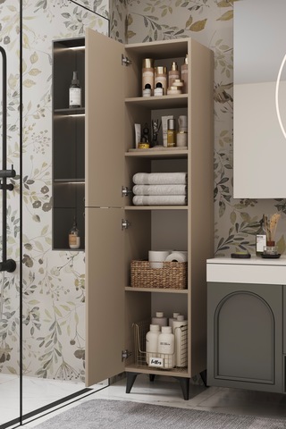 Ramses Çok Amaçlı Dolap - Kiler Dolabı - Banyo Dolabı - Ayakkabılık - Mutfak Dolabı Mdf Kumtaşı