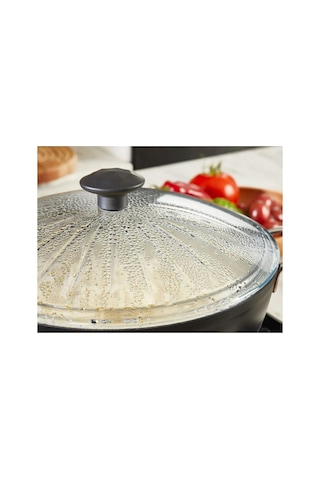 L K Laurel Kitchen Borcam Kapak Isıya Dayanıklı Tava Tencere Ve Sahan Uyumlu Tepelikli Şık Desenli 26 Cm Kapak Çok Renkli