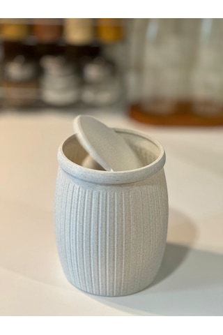 Marsel Dizayn Çöp Kutusu V3 Masaüstü - Mutfak - Banyo - Açılır Kapanır - Mermer Beyaz - 15cm Mermer