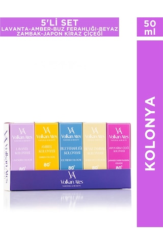 Volkan Ates Natural & Beauty 5'li Parfümlü Kolonya Seti 50 Ml