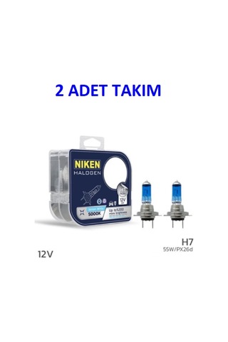 Nıken 2 Adet Takım Far Ampulü 12v H7 55w Beyaz Işık Ampul Px26d 5000k