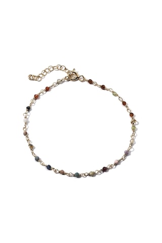 14 Ayar Altın Kaplama Çok Renkli Doğal Taşlı El Yapımı Gümüş Bileklik - Cbs00131 Altın