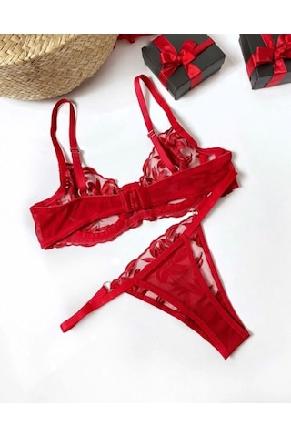 La Linaa Mona Kıtmızı Kadın Bralet Takım Kırmızı