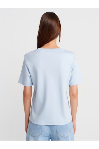 Dilvin 31763 Bisiklet Yaka T-shirt-açık Mavi Açık Mavi