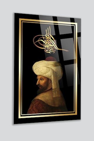 Fatih Sultan Mehmet Osmanlı Padişah Lüks Kırılmaz Cam Tablo Ev Ofis İş Yeri Hediryesi